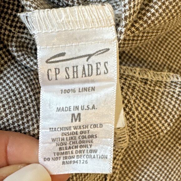CP Shades Size M Teton Tunic Linen Brown White V-Neck Pockets $242 USA Made - Picture 8 of 14